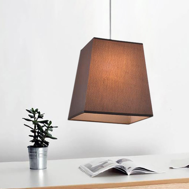 Trapezoid Fabric Pendant Lamp Modern Nordic Style 1 Light White/Black/Coffee Hanging Light Kit, 8"/11" Wide Coffee Clearhalo 'Ceiling Lights' 'Modern Pendants' 'Modern' 'Pendant Lights' 'Pendants' Lighting' 246360