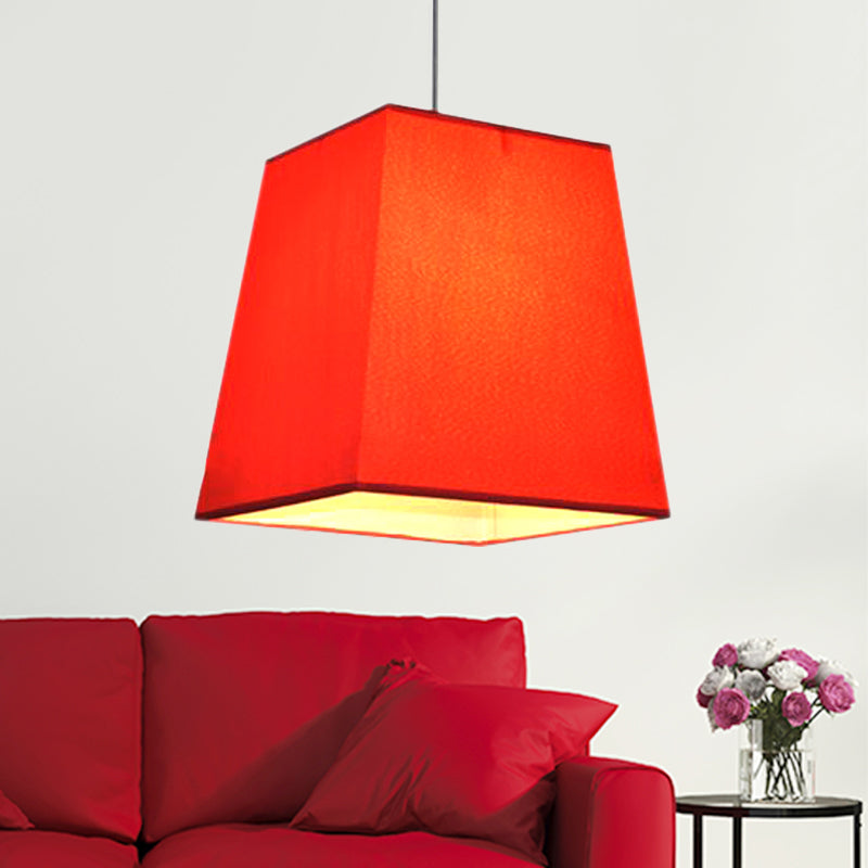 Trapezoid Fabric Pendant Lamp Modern Nordic Style 1 Light White/Black/Coffee Hanging Light Kit, 8"/11" Wide Red Clearhalo 'Ceiling Lights' 'Modern Pendants' 'Modern' 'Pendant Lights' 'Pendants' Lighting' 246361