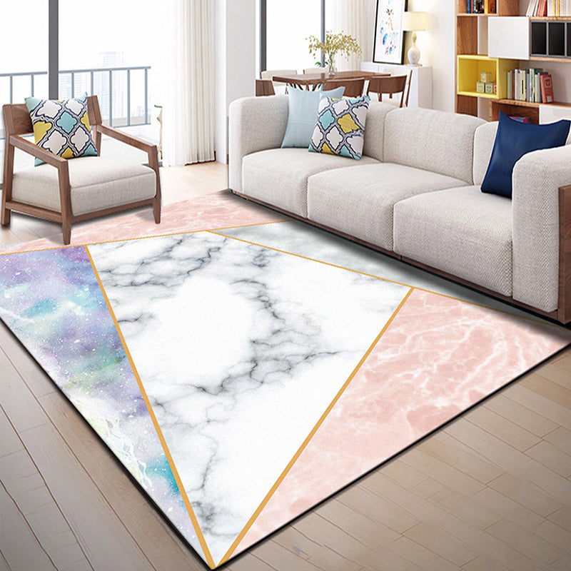 Nordic Geo Printed Rug Multi Color Polypropylene Area Carpet Non-Slip Backing Easy Care Indoor Rug for Parlor Pink-White Clearhalo 'Area Rug' 'Modern' 'Rugs' Rug' 2463630