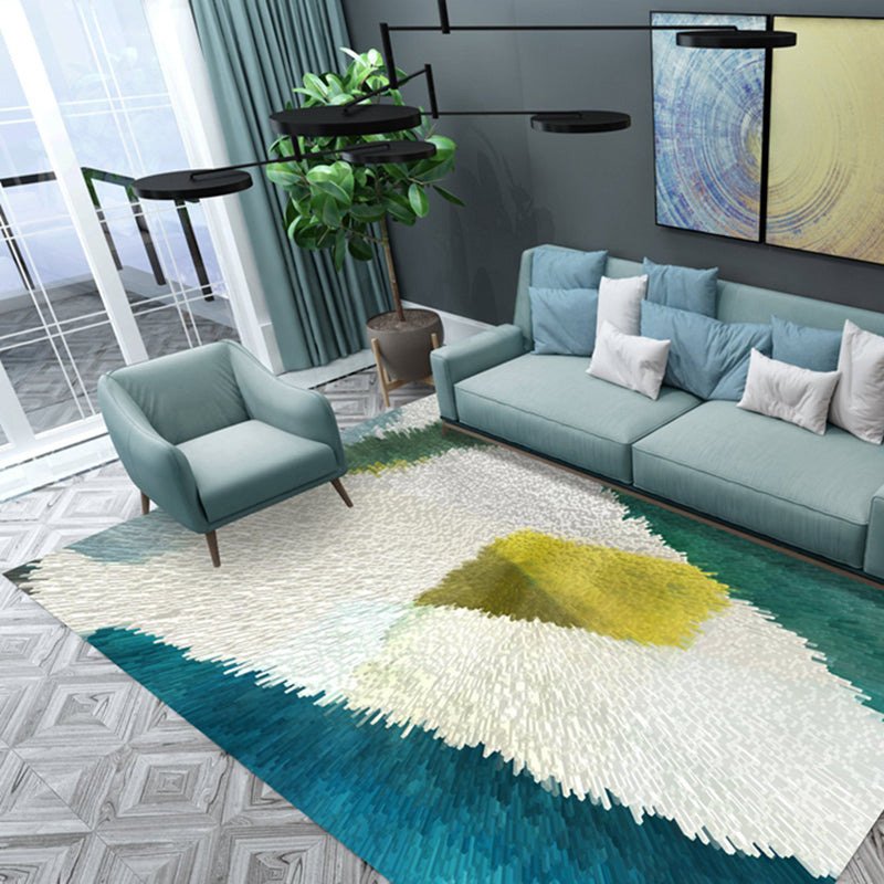 Multi Colored Living Room Simple Color Block Indoor Rug Polyster Non-Slip Backing Pet Friendly Easy Care Carpet White-Green Clearhalo 'Area Rug' 'Modern' 'Rugs' Rug' 2463704