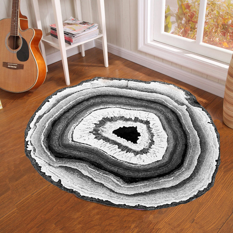 Modern 3D Printed Rug Multi Colored Synthetics Area Carpet Non-Slip Backing Machine Washable Area Rug for Bedroom Gray-White Clearhalo 'Area Rug' 'Rug' 2463916