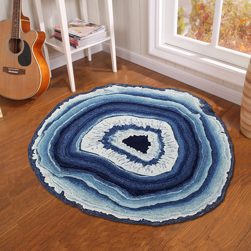 Modern 3D Printed Rug Multi Colored Synthetics Area Carpet Non-Slip Backing Machine Washable Area Rug for Bedroom Blue Clearhalo 'Area Rug' 'Rug' 2463920