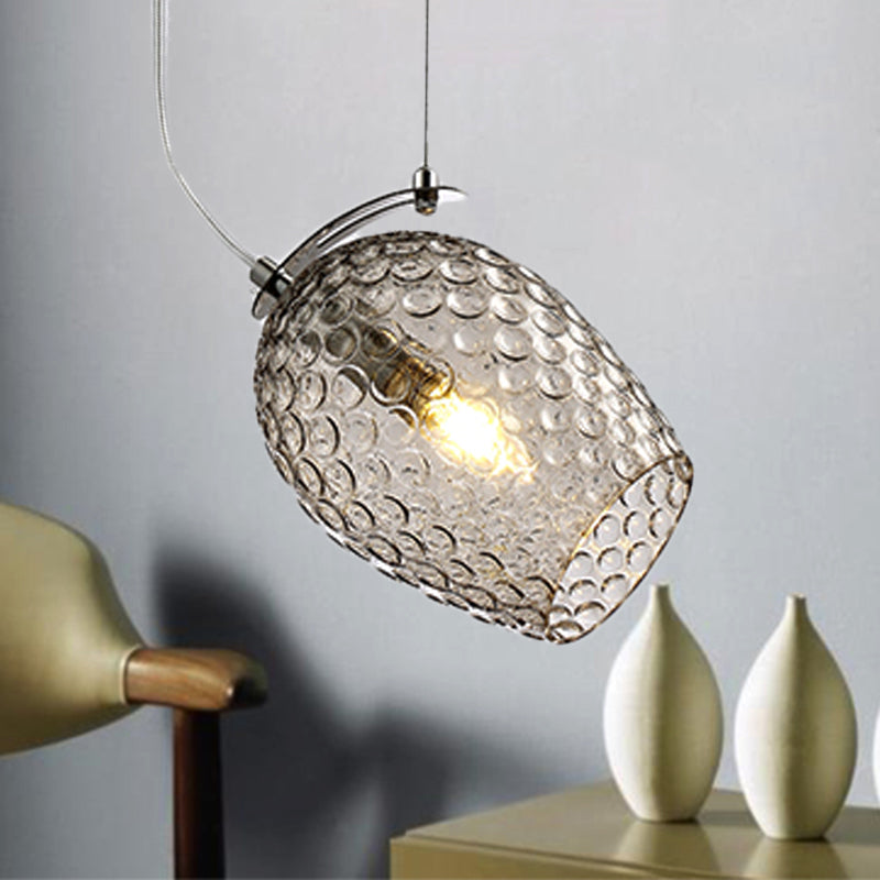 Tulip Pendant Lighting Modernist Clear/Amber/Smoke Prismatic Glass 1 Light Bedroom Hanging Lamp Fixture Smoke Gray Clearhalo 'Ceiling Lights' 'Glass shade' 'Glass' 'Modern Pendants' 'Modern' 'Pendant Lights' 'Pendants' Lighting' 246397