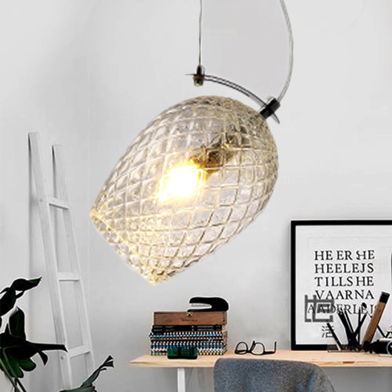 Tulip Pendant Lighting Modernist Clear/Amber/Smoke Prismatic Glass 1 Light Bedroom Hanging Lamp Fixture Clear Clearhalo 'Ceiling Lights' 'Glass shade' 'Glass' 'Modern Pendants' 'Modern' 'Pendant Lights' 'Pendants' Lighting' 246399