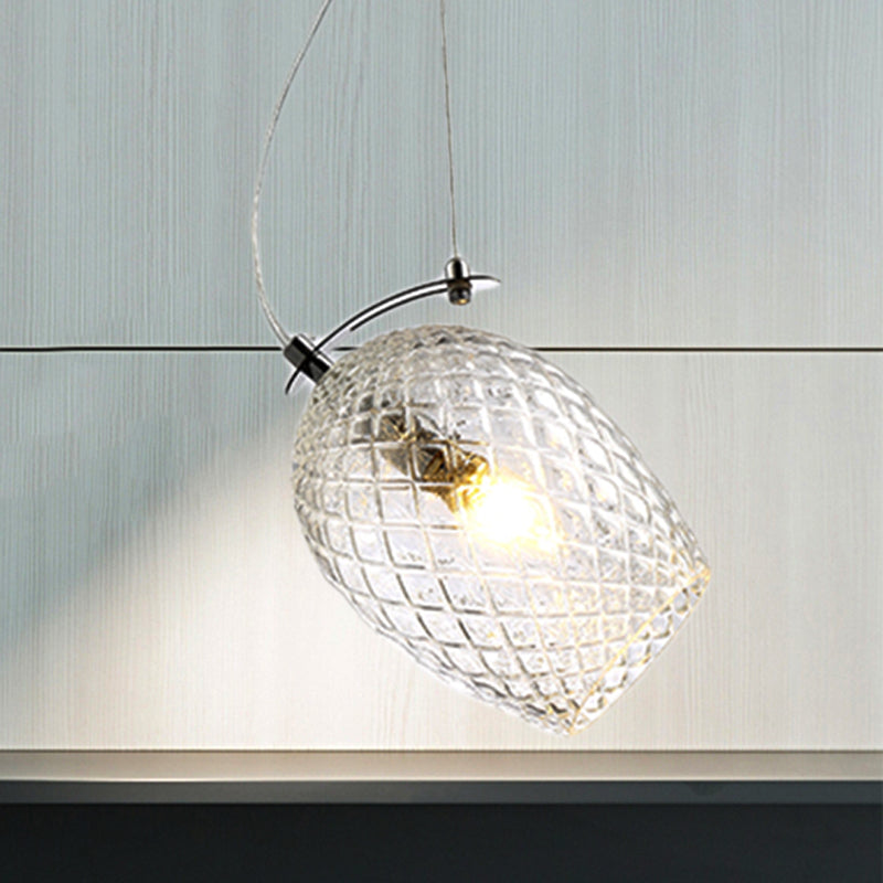 Tulip Pendant Lighting Modernist Clear/Amber/Smoke Prismatic Glass 1 Light Bedroom Hanging Lamp Fixture Clearhalo 'Ceiling Lights' 'Glass shade' 'Glass' 'Modern Pendants' 'Modern' 'Pendant Lights' 'Pendants' Lighting' 246400