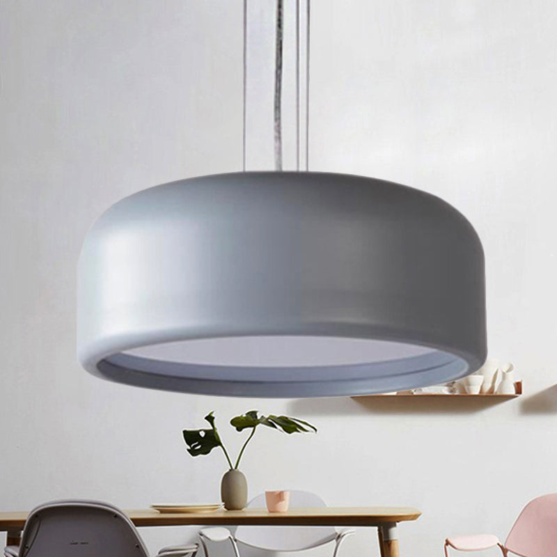 Drum Pendant Lamp Modern 1 Light Acrylic Grey/Coffee Hanging Ceiling Light for Living Room with Recessed Diffuser, 14"/19"/23.5" Wide Clearhalo 'Ceiling Lights' 'Modern Pendants' 'Modern' 'Pendant Lights' 'Pendants' Lighting' 246418