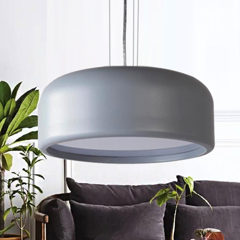 Drum Pendant Lamp Modern 1 Light Acrylic Grey/Coffee Hanging Ceiling Light for Living Room with Recessed Diffuser, 14"/19"/23.5" Wide Clearhalo 'Ceiling Lights' 'Modern Pendants' 'Modern' 'Pendant Lights' 'Pendants' Lighting' 246419