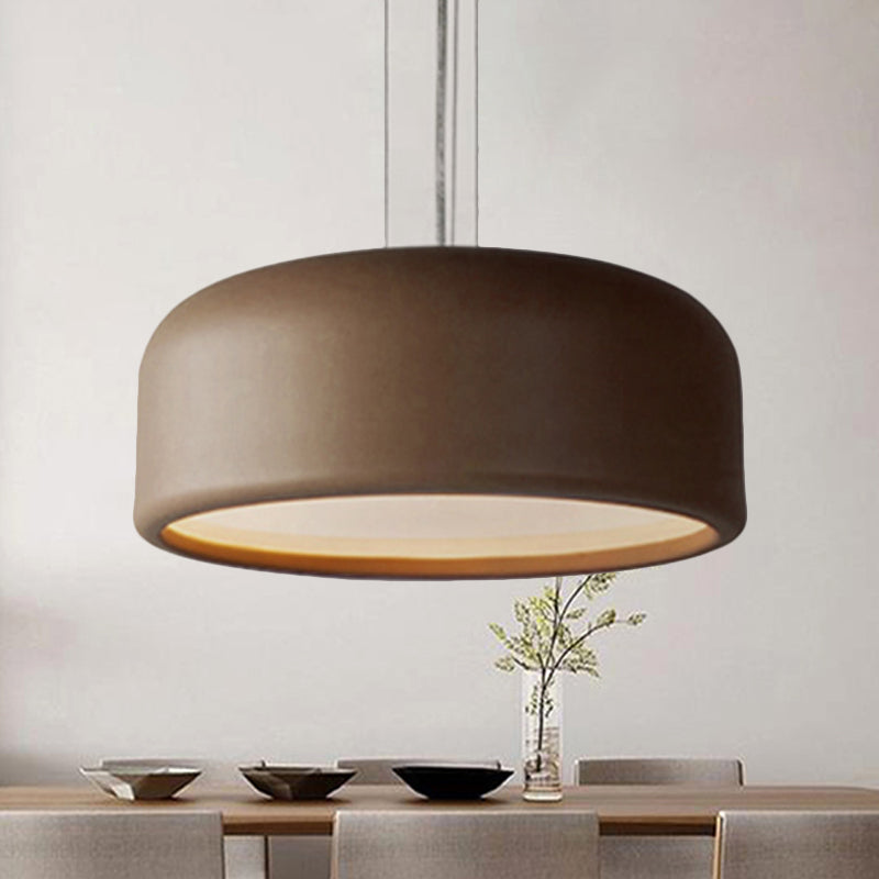 Drum Pendant Lamp Modern 1 Light Acrylic Grey/Coffee Hanging Ceiling Light for Living Room with Recessed Diffuser, 14"/19"/23.5" Wide Clearhalo 'Ceiling Lights' 'Modern Pendants' 'Modern' 'Pendant Lights' 'Pendants' Lighting' 246421