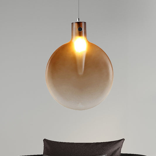 Sliver Ball Hanging Ceiling Light Nordic 1 Light Brown/Green/Yellow Glass Suspension Pendant for Living Room Brown Clearhalo 'Ceiling Lights' 'Modern Pendants' 'Modern' 'Pendant Lights' 'Pendants' Lighting' 246428