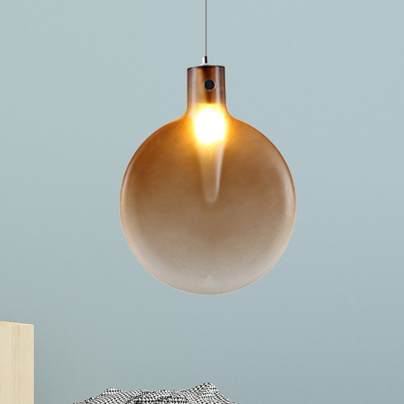 Sliver Ball Hanging Ceiling Light Nordic 1 Light Brown/Green/Yellow Glass Suspension Pendant for Living Room Clearhalo 'Ceiling Lights' 'Modern Pendants' 'Modern' 'Pendant Lights' 'Pendants' Lighting' 246429