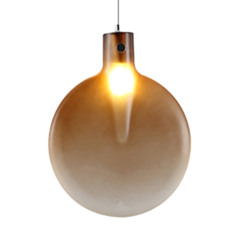 Sliver Ball Hanging Ceiling Light Nordic 1 Light Brown/Green/Yellow Glass Suspension Pendant for Living Room Clearhalo 'Ceiling Lights' 'Modern Pendants' 'Modern' 'Pendant Lights' 'Pendants' Lighting' 246430