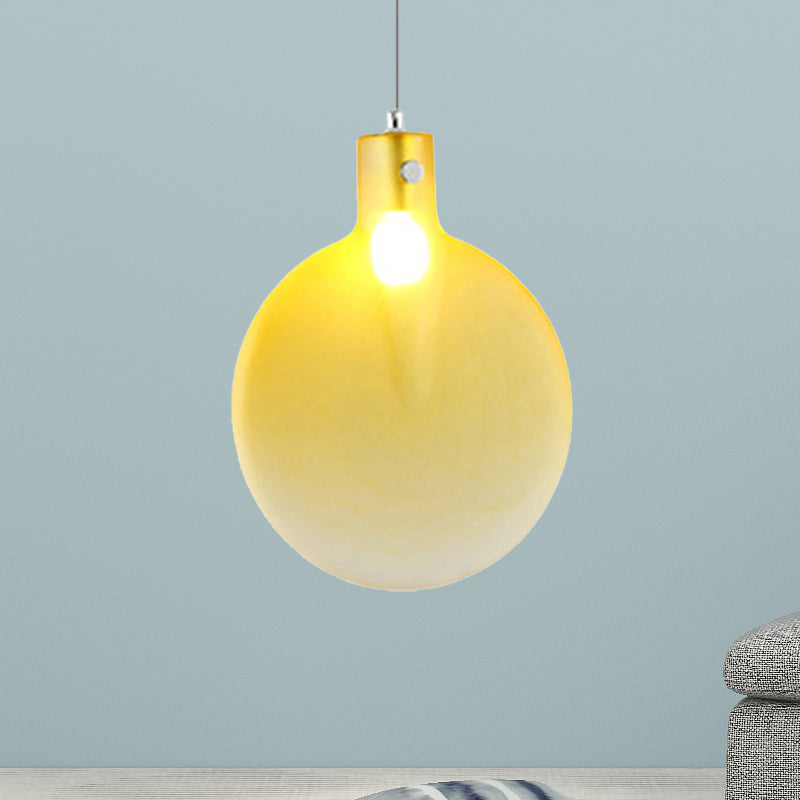 Sliver Ball Hanging Ceiling Light Nordic 1 Light Brown/Green/Yellow Glass Suspension Pendant for Living Room Yellow Clearhalo 'Ceiling Lights' 'Modern Pendants' 'Modern' 'Pendant Lights' 'Pendants' Lighting' 246431