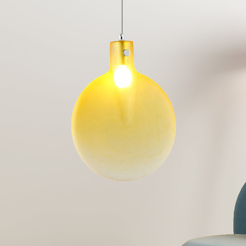 Sliver Ball Hanging Ceiling Light Nordic 1 Light Brown/Green/Yellow Glass Suspension Pendant for Living Room Clearhalo 'Ceiling Lights' 'Modern Pendants' 'Modern' 'Pendant Lights' 'Pendants' Lighting' 246432