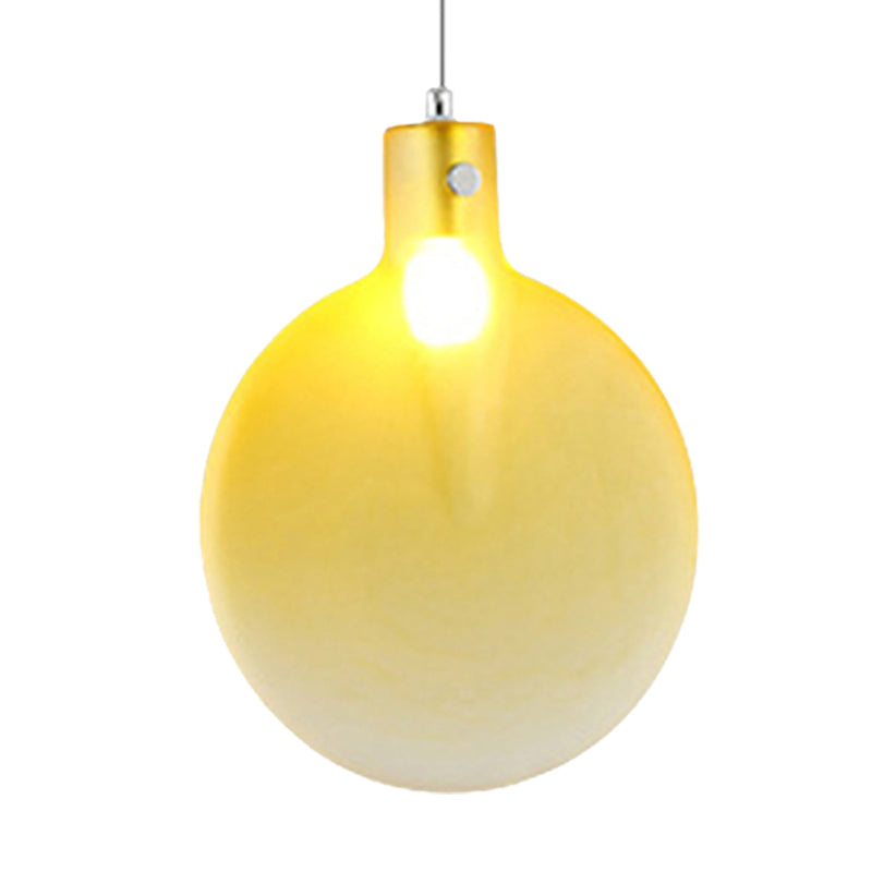 Sliver Ball Hanging Ceiling Light Nordic 1 Light Brown/Green/Yellow Glass Suspension Pendant for Living Room Clearhalo 'Ceiling Lights' 'Modern Pendants' 'Modern' 'Pendant Lights' 'Pendants' Lighting' 246433