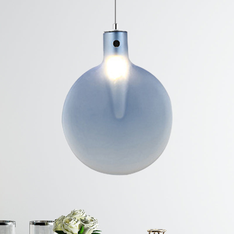 Sliver Ball Hanging Ceiling Light Nordic 1 Light Brown/Green/Yellow Glass Suspension Pendant for Living Room Blue Clearhalo 'Ceiling Lights' 'Modern Pendants' 'Modern' 'Pendant Lights' 'Pendants' Lighting' 246434