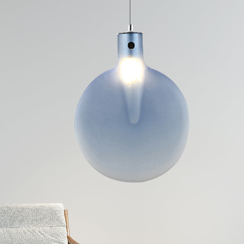 Sliver Ball Hanging Ceiling Light Nordic 1 Light Brown/Green/Yellow Glass Suspension Pendant for Living Room Clearhalo 'Ceiling Lights' 'Modern Pendants' 'Modern' 'Pendant Lights' 'Pendants' Lighting' 246436