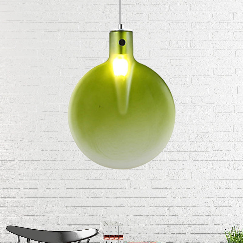 Sliver Ball Hanging Ceiling Light Nordic 1 Light Brown/Green/Yellow Glass Suspension Pendant for Living Room Clearhalo 'Ceiling Lights' 'Modern Pendants' 'Modern' 'Pendant Lights' 'Pendants' Lighting' 246439