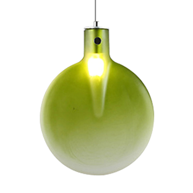 Sliver Ball Hanging Ceiling Light Nordic 1 Light Brown/Green/Yellow Glass Suspension Pendant for Living Room Clearhalo 'Ceiling Lights' 'Modern Pendants' 'Modern' 'Pendant Lights' 'Pendants' Lighting' 246440