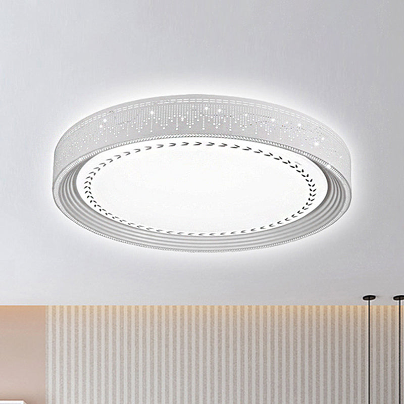 Simple LED Ceiling Light with Acrylic Shade White Round Flush Mount Lighting in Meteor Shower Design, 18"/22"/30" Dia White Clearhalo 'Ceiling Lights' 'Close To Ceiling Lights' 'Close to ceiling' 'Flush mount' Lighting' 246447