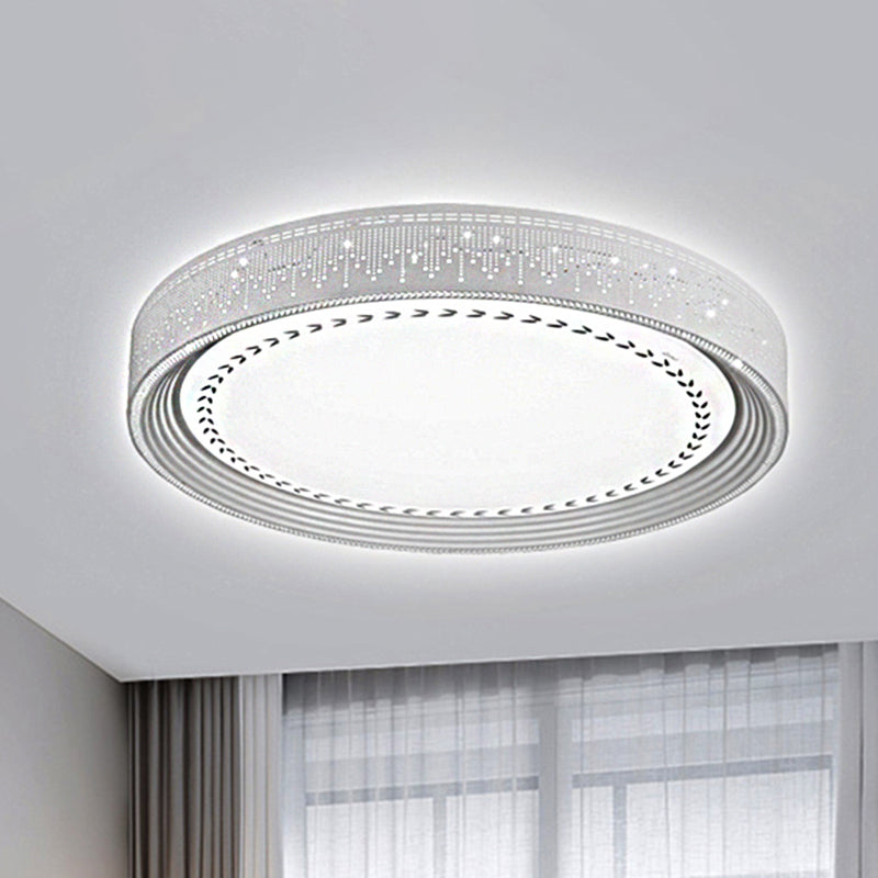 Simple LED Ceiling Light with Acrylic Shade White Round Flush Mount Lighting in Meteor Shower Design, 18"/22"/30" Dia Clearhalo 'Ceiling Lights' 'Close To Ceiling Lights' 'Close to ceiling' 'Flush mount' Lighting' 246448