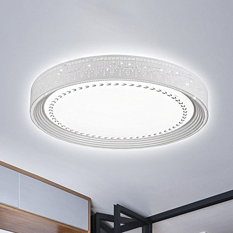 Simple LED Ceiling Light with Acrylic Shade White Round Flush Mount Lighting in Meteor Shower Design, 18"/22"/30" Dia Clearhalo 'Ceiling Lights' 'Close To Ceiling Lights' 'Close to ceiling' 'Flush mount' Lighting' 246449