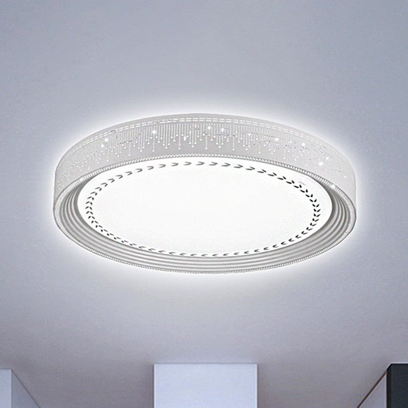 Simple LED Ceiling Light with Acrylic Shade White Round Flush Mount Lighting in Meteor Shower Design, 18"/22"/30" Dia Clearhalo 'Ceiling Lights' 'Close To Ceiling Lights' 'Close to ceiling' 'Flush mount' Lighting' 246450