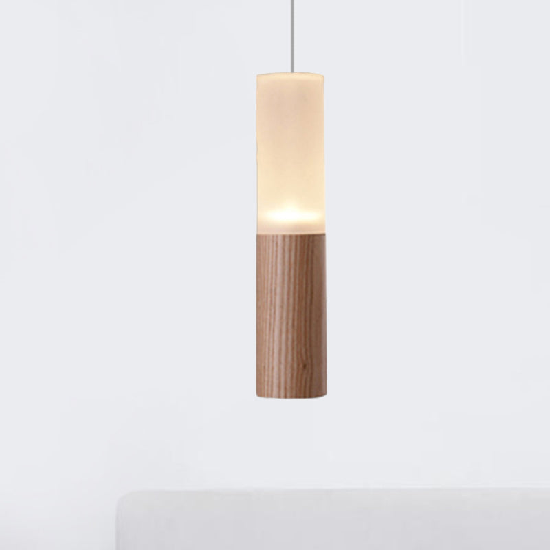 Tubular Wood LED Pendant Light Contemporary 1/5/7/9-Head Kitchen Ceiling Hanging Lamp with Diffuser Clearhalo 'Ceiling Lights' 'Pendant Lights' 'Pendants' Lighting' 246473