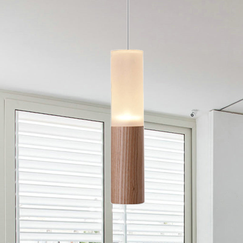 Tubular Wood LED Pendant Light Contemporary 1/5/7/9-Head Kitchen Ceiling Hanging Lamp with Diffuser Clearhalo 'Ceiling Lights' 'Pendant Lights' 'Pendants' Lighting' 246474