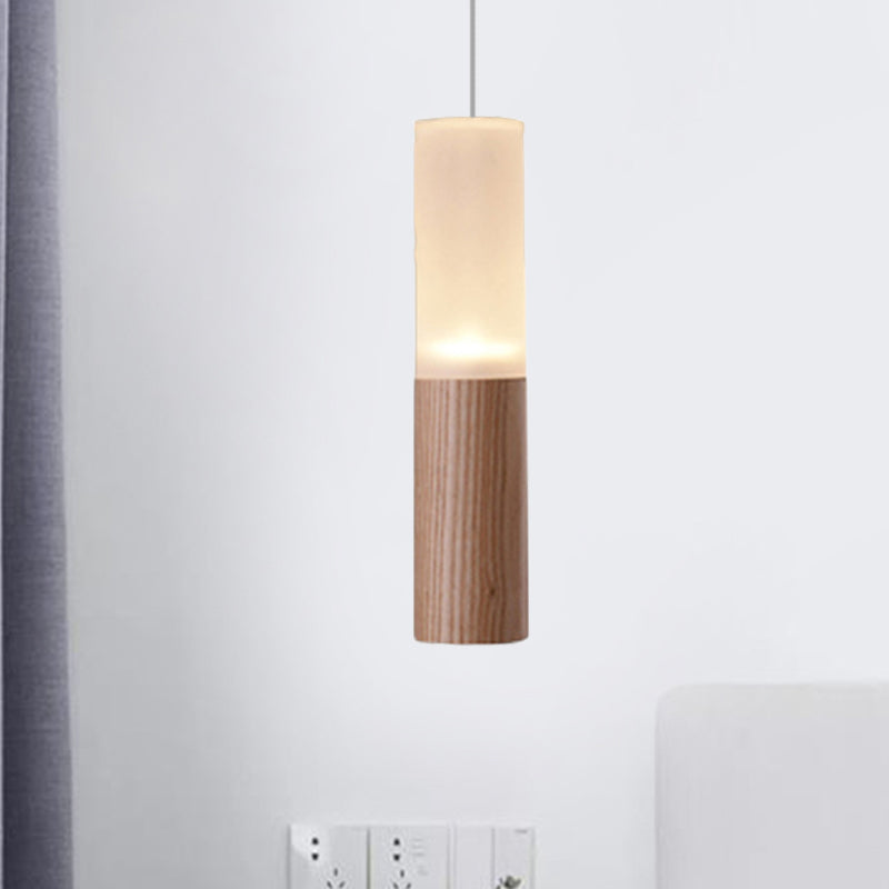 Tubular Wood LED Pendant Light Contemporary 1/5/7/9-Head Kitchen Ceiling Hanging Lamp with Diffuser Clearhalo 'Ceiling Lights' 'Pendant Lights' 'Pendants' Lighting' 246475