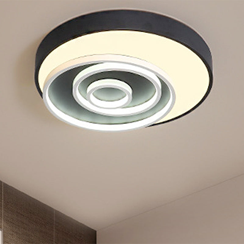 Led Bedroom Flush Mount Lamp with Circle Ring Acrylic Shade Modernist Black Flush Mount Ceiling Light Fixture in White/Warm Light, 16"/19.5" Wide Clearhalo 'Ceiling Lights' 'Close To Ceiling Lights' 'Close to ceiling' 'Flush mount' Lighting' 246489