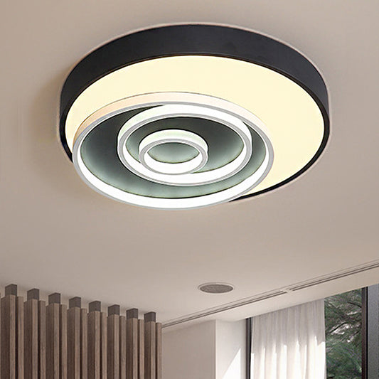 Led Bedroom Flush Mount Lamp with Circle Ring Acrylic Shade Modernist Black Flush Mount Ceiling Light Fixture in White/Warm Light, 16"/19.5" Wide Clearhalo 'Ceiling Lights' 'Close To Ceiling Lights' 'Close to ceiling' 'Flush mount' Lighting' 246490