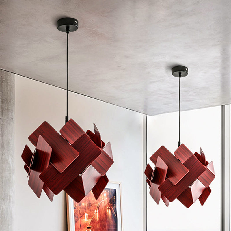 Acrylic Flower Shape Pendant Lamp Modern Nordic Style 1 Light Red/Blue/Light Wood Hanging Ceiling Light Clearhalo 'Ceiling Lights' 'Modern Pendants' 'Modern' 'Pendant Lights' 'Pendants' Lighting' 246504