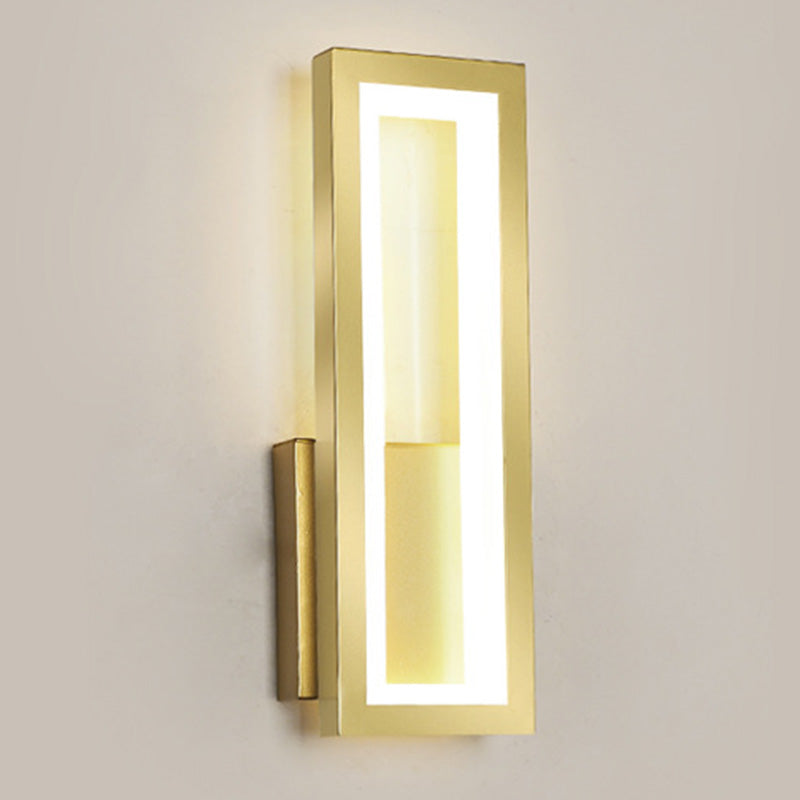 Modern Rectangular Wall Mounted Light Acrylic LED Bedside Sconce Lighting Fixture Gold Third Gear Clearhalo 'Cast Iron' 'Glass' 'Industrial' 'Modern wall lights' 'Modern' 'Tiffany' 'Traditional wall lights' 'Wall Lamps & Sconces' 'Wall Lights' Lighting' 2465067