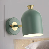 Cloche Shaped Metal Wall Sconce Lighting Macaron 1 Bulb Adjustable Wall Light Fixture for Bedroom Clearhalo 'Wall Lamps & Sconces' 'Wall Lights' Lighting' 2465107