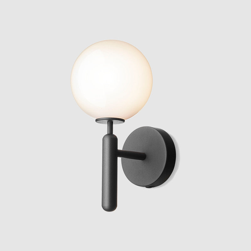 Ball Stairway Wall Light Fixture Glass Single-Bulb Simple Style Wall Sconce Lighting White Clearhalo 'Cast Iron' 'Glass' 'Industrial' 'Modern wall lights' 'Modern' 'Tiffany' 'Traditional wall lights' 'Wall Lamps & Sconces' 'Wall Lights' Lighting' 2465125