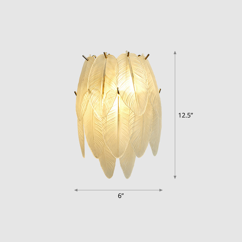 Clear Glass Leaf Sconce Lamp Art Deco 2-Bulb Brass Finish Wall Mounted Light for Dining Room Clearhalo 'Cast Iron' 'Glass' 'Industrial' 'Modern wall lights' 'Modern' 'Tiffany' 'Traditional wall lights' 'Wall Lamps & Sconces' 'Wall Lights' Lighting' 2465163