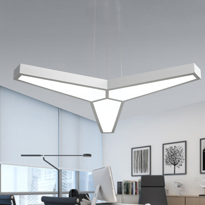 Metal Y Shape Hanging Lamp Modern 3 Lights White Led Ceiling Light Kit in White/Warm/Natural Light with Acrylic Diffuser Clearhalo 'Ceiling Lights' 'Modern Pendants' 'Modern' 'Pendant Lights' 'Pendants' Lighting' 246518