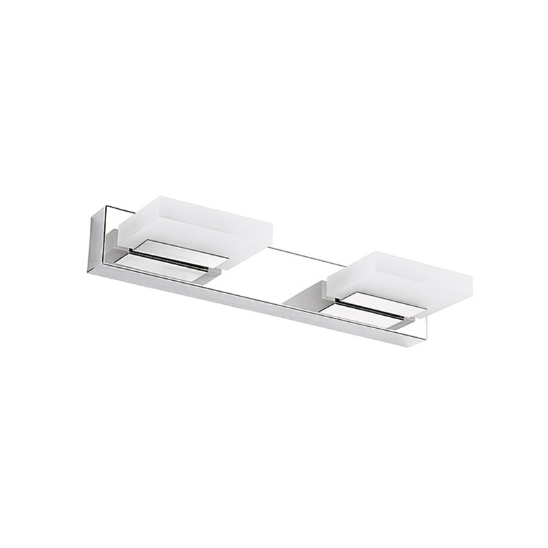 Rotatable Square Acrylic Vanity Lamp Minimalistic Nickel LED Wall Sconce Lighting for Bath 2.0 Nickel Clearhalo 'Modern wall lights' 'Modern' 'Vanity Lights' 'Wall Lights' Lighting' 2465186