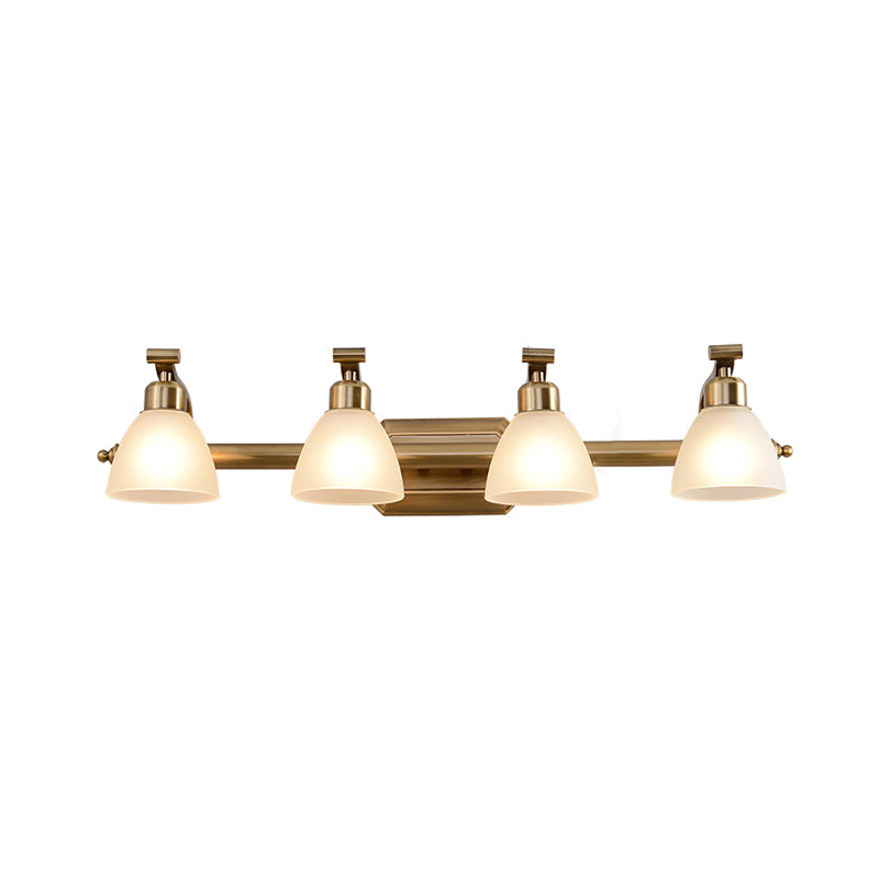 Frosted Glass Brass Wall Lamp Bell Shaped Country Style Vanity Sconce Light for Bathroom 4.0 Brass Clearhalo 'Vanity Lights' 'Wall Lights' Lighting' 2465216