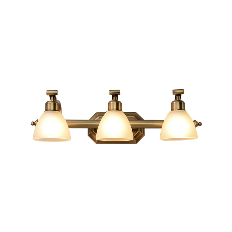 Frosted Glass Brass Wall Lamp Bell Shaped Country Style Vanity Sconce Light for Bathroom 3.0 Brass Clearhalo 'Vanity Lights' 'Wall Lights' Lighting' 2465218