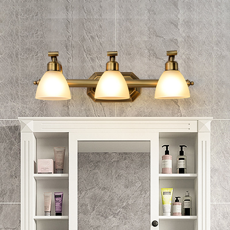 Frosted Glass Brass Wall Lamp Bell Shaped Country Style Vanity Sconce Light for Bathroom Clearhalo 'Vanity Lights' 'Wall Lights' Lighting' 2465221