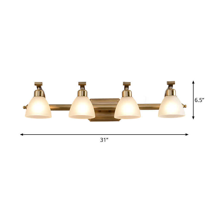 Frosted Glass Brass Wall Lamp Bell Shaped Country Style Vanity Sconce Light for Bathroom Clearhalo 'Vanity Lights' 'Wall Lights' Lighting' 2465225