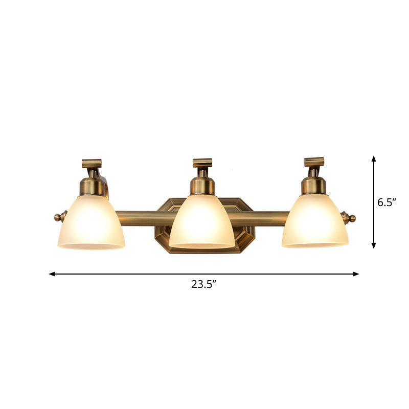 Frosted Glass Brass Wall Lamp Bell Shaped Country Style Vanity Sconce Light for Bathroom Clearhalo 'Vanity Lights' 'Wall Lights' Lighting' 2465226