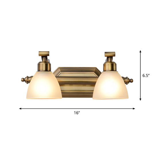 Frosted Glass Brass Wall Lamp Bell Shaped Country Style Vanity Sconce Light for Bathroom Clearhalo 'Vanity Lights' 'Wall Lights' Lighting' 2465227