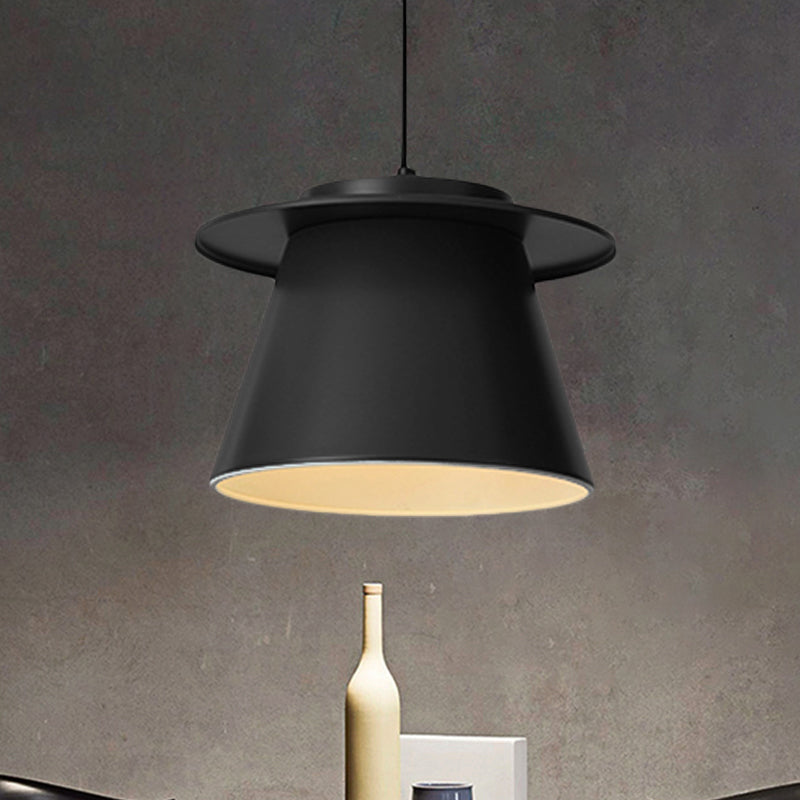 Barrel Shape Pendant Lamp Modernist Metal 1 Light Black/Brown/Blue Hanging Ceiling Light for Restaurant Clearhalo 'Ceiling Lights' 'Modern Pendants' 'Modern' 'Pendant Lights' 'Pendants' Lighting' 246537