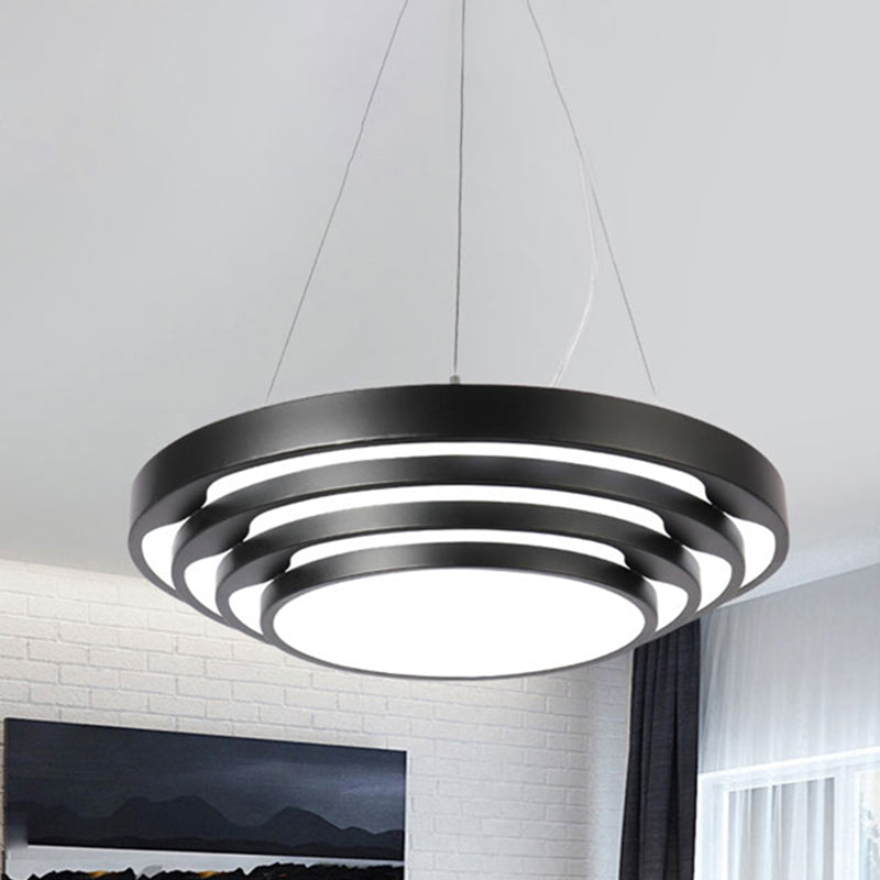 Modernism Tapered Round Pendant Ceiling Light Metal LED Dining Room Hanging Light Kit in Black/White, Warm/White/Natural Light Black Clearhalo 'Ceiling Lights' 'Modern Pendants' 'Modern' 'Pendant Lights' 'Pendants' Lighting' 246540