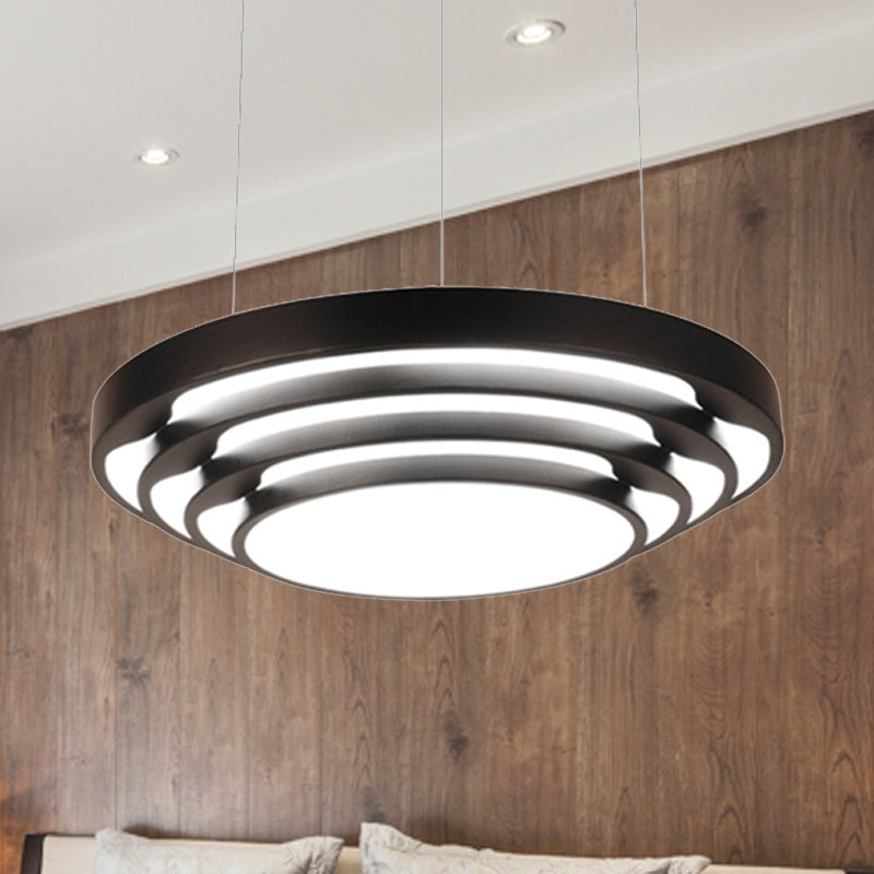 Modernism Tapered Round Pendant Ceiling Light Metal LED Dining Room Hanging Light Kit in Black/White, Warm/White/Natural Light Clearhalo 'Ceiling Lights' 'Modern Pendants' 'Modern' 'Pendant Lights' 'Pendants' Lighting' 246541