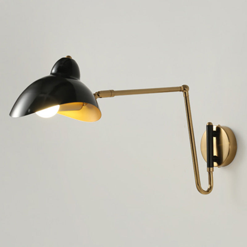 Postmodern Duckbill Reading Light Metal Single Bedroom Sconce Lighting with Adjustable Joint Gloss Black 23" Clearhalo 'Cast Iron' 'Glass' 'Industrial' 'Modern wall lights' 'Modern' 'Tiffany' 'Traditional wall lights' 'Wall Lamps & Sconces' 'Wall Lights' Lighting' 2465413