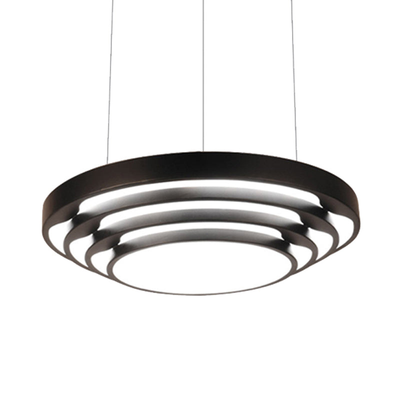 Modernism Tapered Round Pendant Ceiling Light Metal LED Dining Room Hanging Light Kit in Black/White, Warm/White/Natural Light Clearhalo 'Ceiling Lights' 'Modern Pendants' 'Modern' 'Pendant Lights' 'Pendants' Lighting' 246542