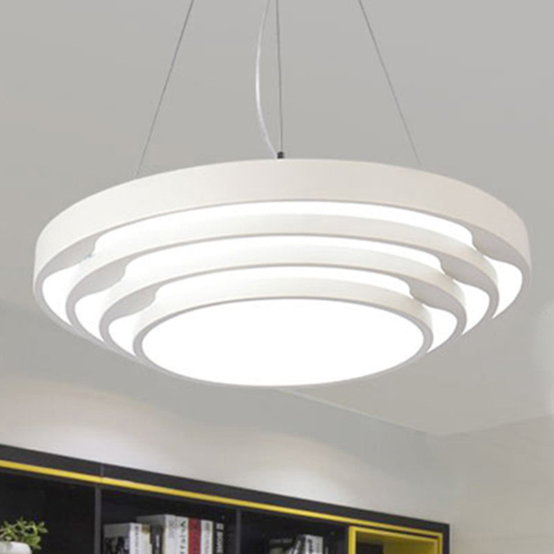 Modernism Tapered Round Pendant Ceiling Light Metal LED Dining Room Hanging Light Kit in Black/White, Warm/White/Natural Light White Clearhalo 'Ceiling Lights' 'Modern Pendants' 'Modern' 'Pendant Lights' 'Pendants' Lighting' 246543